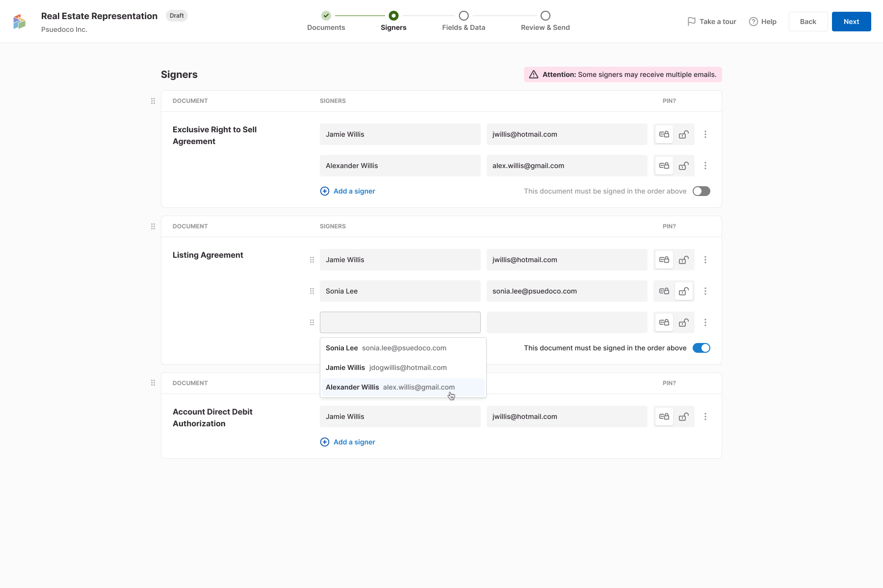 S-Docs signature workflow