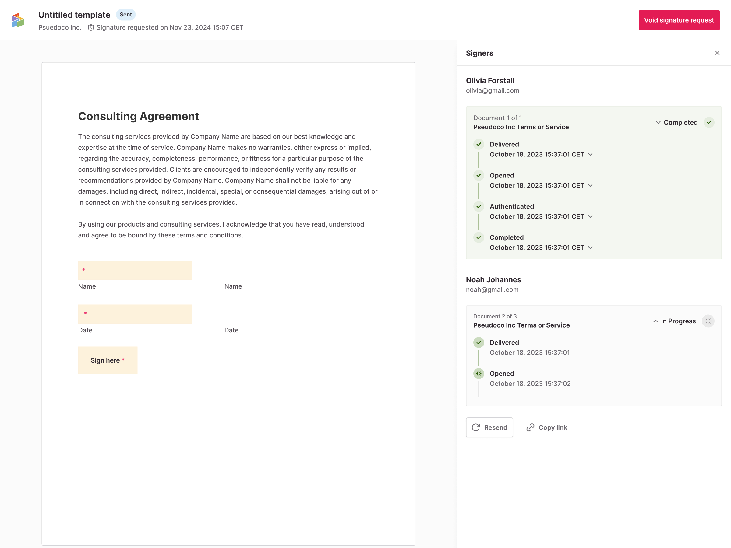 Routing an S-Docs document to signers